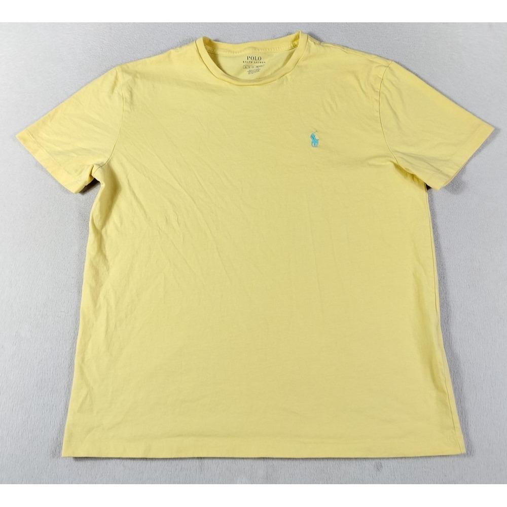 Polo Ralph Lauren Shirt Mens XL Yellow Crew Neck Pony Logo‎ Tee Tagless Preppy